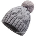 Satin Lined Winter Hat Knit Pom Beanie Hats